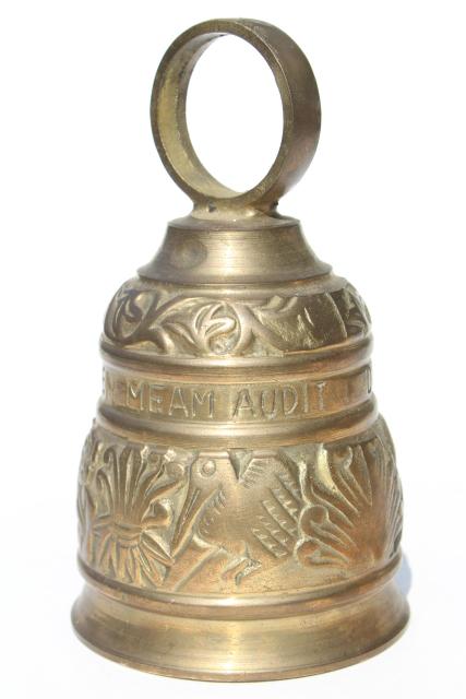 photo of large solid brass door bell or garden chime, qui me tangit vocem meam audit #7