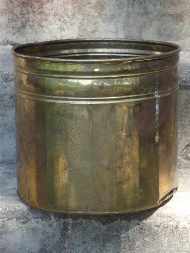 photo of large solid brass planter pot, jardiniere for small tree, palm or tropical #1