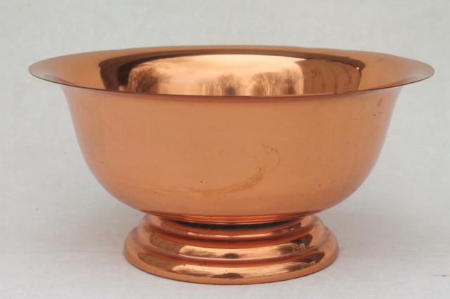 photo of large solid copper bowl, 60s 70s vintage Revere copper bowl for fruit or flowers #1