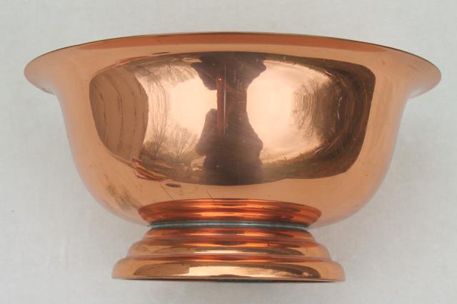 photo of large solid copper bowl, 60s 70s vintage Revere copper bowl for fruit or flowers #6