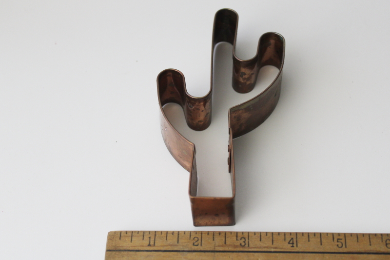 photo of large solid copper cookie cutter, saguaro cactus southwest style #1