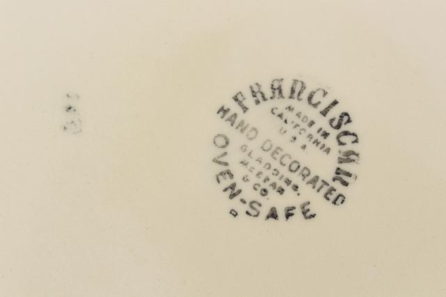 photo of large soup tureen w/ notched lid, vintage Franciscan Desert Rose USA backstamp #6