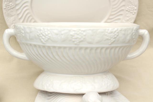 photo of large soup tureen vintage California pottery ceramic, looks like antique white ironstone #2