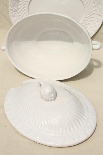 photo of large soup tureen vintage California pottery ceramic, looks like antique white ironstone #11