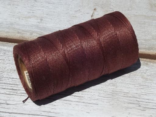 photo of large spool of Barbour pure linen #7 cord, vintage leather sewing thread #1