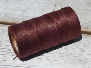 catalog photo of large spool of Barbour pure linen #7 cord, vintage leather sewing thread