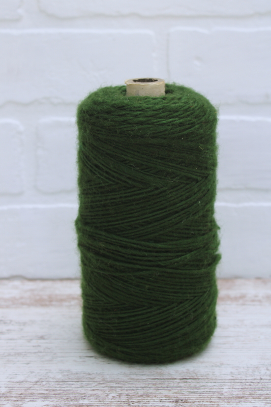 photo of large spool olive green roving homespun style yarn for package ties, crafts, crochet or embroidery #1