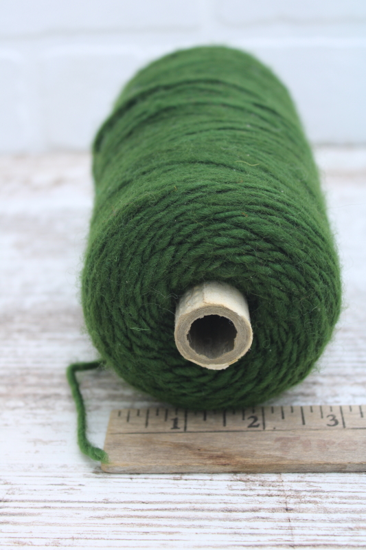 photo of large spool olive green roving homespun style yarn for package ties, crafts, crochet or embroidery #2