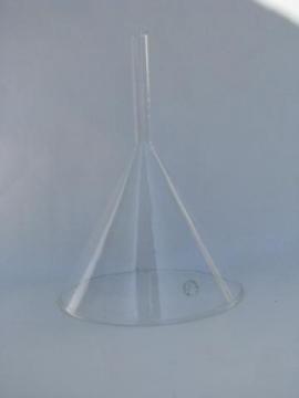 catalog photo of large vintage Pyrex glass funnel, old lab glassware or kitchenware