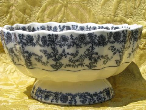 photo of large vintage blue & white bowl, antique Minorca faience china #1