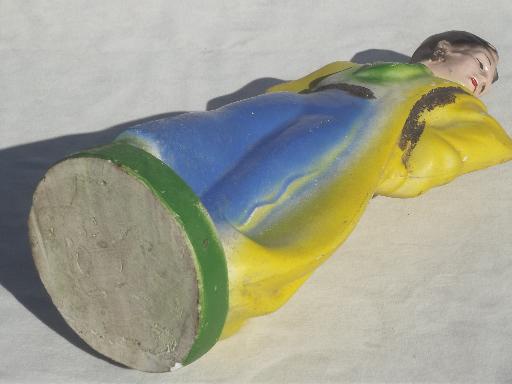 photo of large vintage carnival chalkware figure, goucho lady in riding duster #7