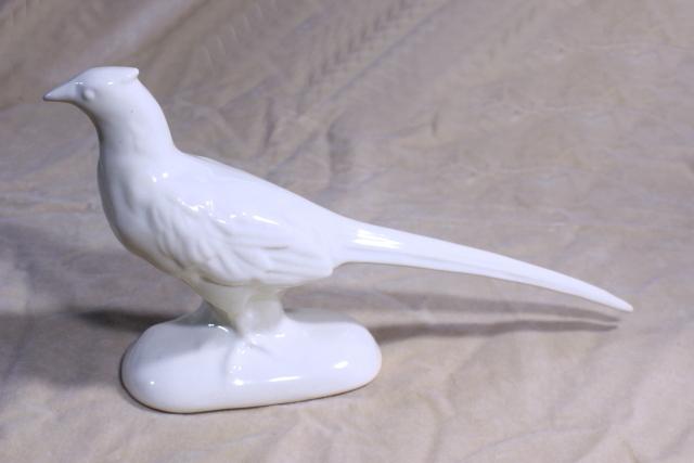 photo of large vintage ceramic pheasant bird, eggshell gloss creamy ivory off white glazed pottery #1