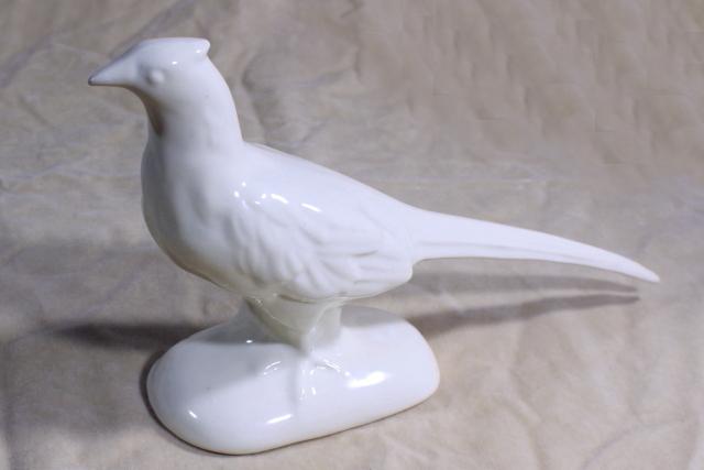 photo of large vintage ceramic pheasant bird, eggshell gloss creamy ivory off white glazed pottery #2