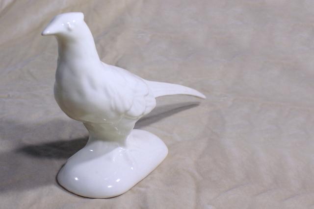 photo of large vintage ceramic pheasant bird, eggshell gloss creamy ivory off white glazed pottery #3