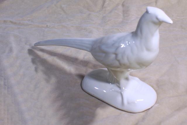 photo of large vintage ceramic pheasant bird, eggshell gloss creamy ivory off white glazed pottery #4