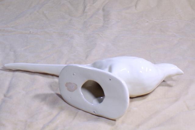 photo of large vintage ceramic pheasant bird, eggshell gloss creamy ivory off white glazed pottery #5