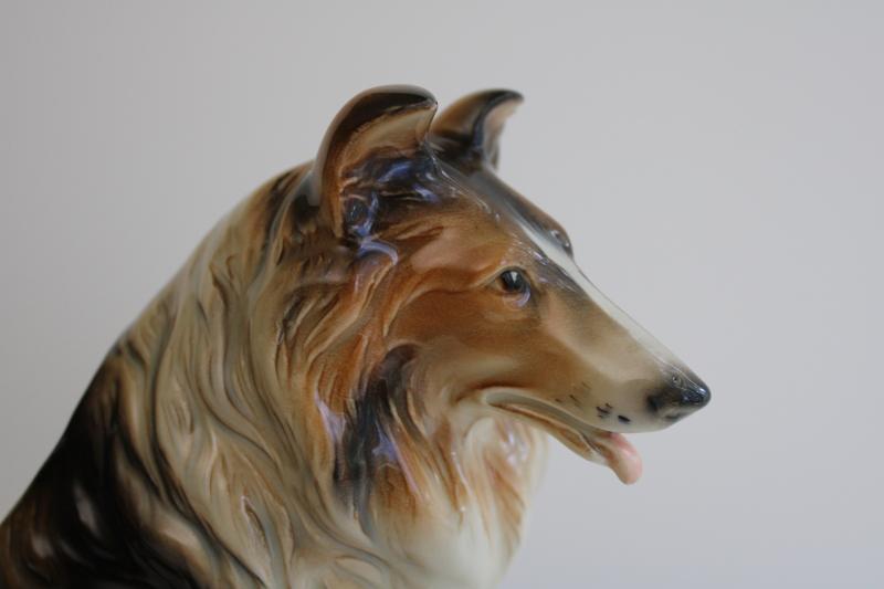 photo of large vintage collie dog ceramic planter Made in Japan china 1950s Lassie #2