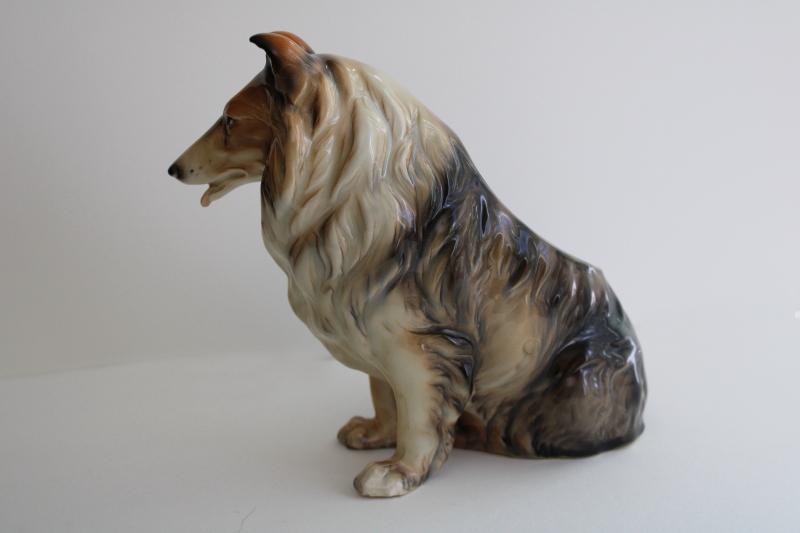 photo of large vintage collie dog ceramic planter Made in Japan china 1950s Lassie #5