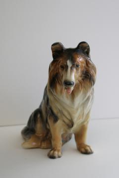 catalog photo of large vintage collie dog ceramic planter Made in Japan china 1950s Lassie