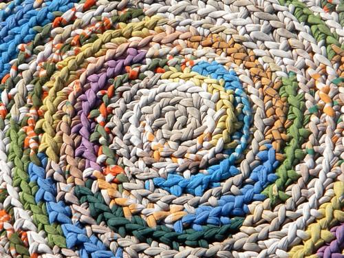 photo of large vintage crochet rag rug, soft thick cotton knit t-shirt fabric #3