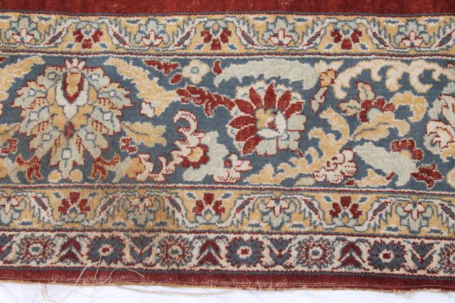 photo of large vintage oriental rug, fringed prayer rug pattern woven wool Turkish or Persian carpet #8