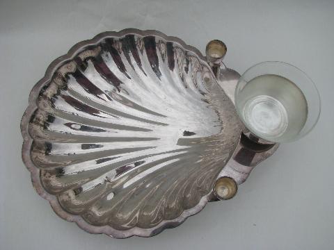 photo of large vintage silver shell centerpiece bowl for candles and flowers #2