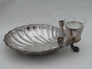 catalog photo of large vintage silver shell centerpiece bowl for candles and flowers