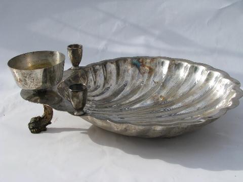 photo of large vintage silver shell centerpiece bowls for candles & flowers #3