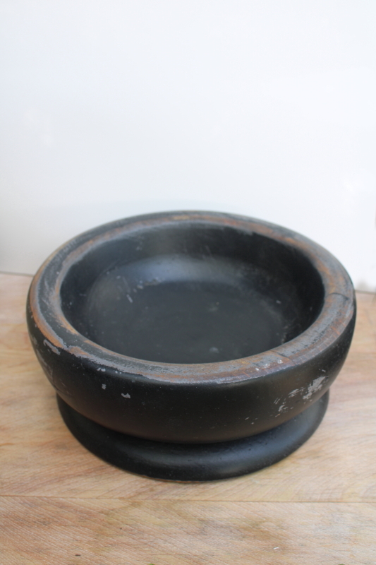 photo of large vintage wood bowl, rustic weathered black distressed modern farmhouse decor #6