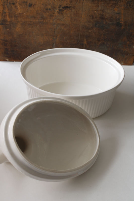 photo of large white ceramic duck on nest casserole dish, french country style vintage California pottery  #3