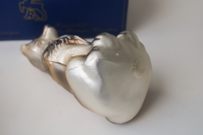 photo of large wolf hand blown glass ornament, vintage Krebs Glas Lauscha Germany Christmas ornament #4