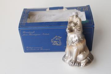 catalog photo of large wolf hand blown glass ornament, vintage Krebs Glas Lauscha Germany Christmas ornament 