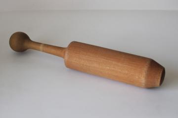 catalog photo of large wood pestle or masher, primitive vintage farmhouse kitchen utensil 