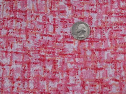 photo of late 50s - early 60s vintage cotton fabric, mod print in coral and pink #1