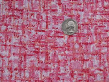 catalog photo of late 50s - early 60s vintage cotton fabric, mod print in coral and pink