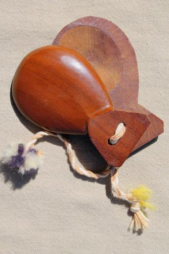 photo of latin dancer carved wood castanets, vintage souvenirs from Havana Cuba #3