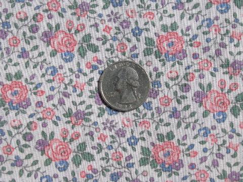 photo of lavender/blue/pink roses, 50s vintage cotton print fabric 36'' wide #1