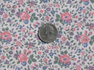 catalog photo of lavender/blue/pink roses, 50s vintage cotton print fabric 36'' wide