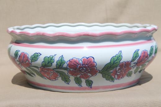 photo of ld Chinese peony pattern porcelain bowl for forcing flower bulbs, garden birdbath #1