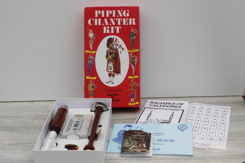 photo of learn to play bagpipes, Caledonia Piping Chanter Kit w/ musical instrument, music book #1