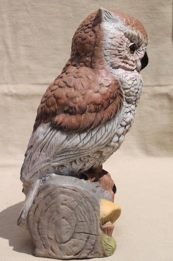 photo of life size ceramic owl, 70s vintage screech owl figurine for rustic woodland decor #2