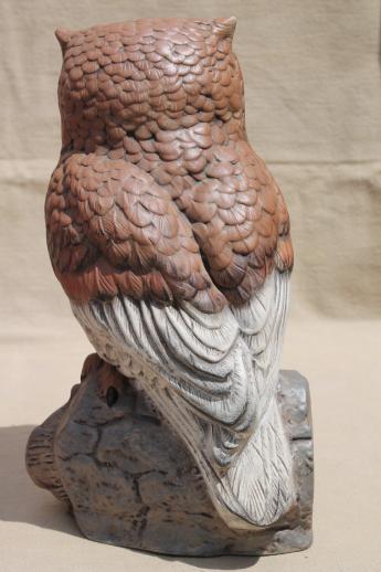 photo of life size ceramic owl, 70s vintage screech owl figurine for rustic woodland decor #3