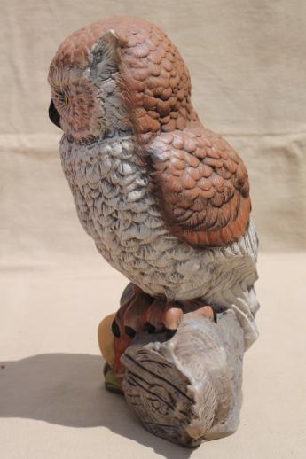 photo of life size ceramic owl, 70s vintage screech owl figurine for rustic woodland decor #4