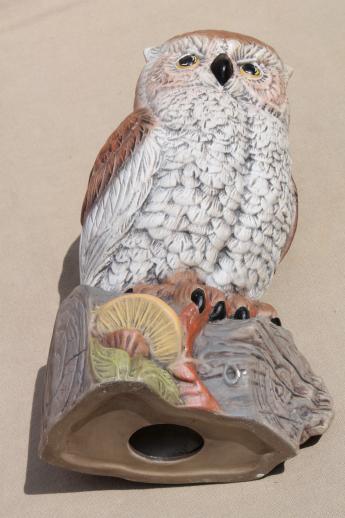 photo of life size ceramic owl, 70s vintage screech owl figurine for rustic woodland decor #5