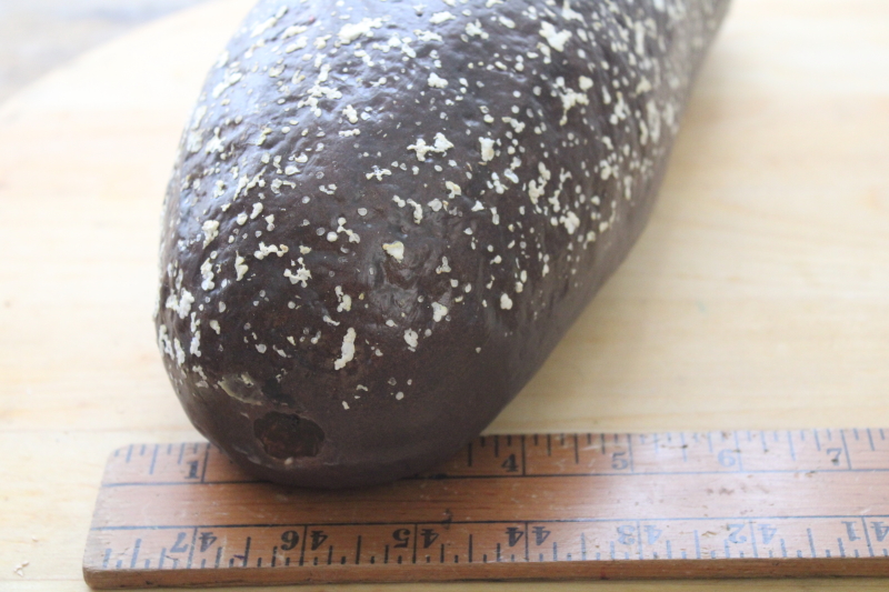 photo of life size pumpernickel loaf faux bread photo stylist prop, french country farmhouse style decor fake food #4