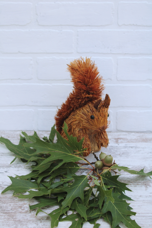 photo of life size squirrel hand crafted bristle brush brushart animal, woodland fall decor #1