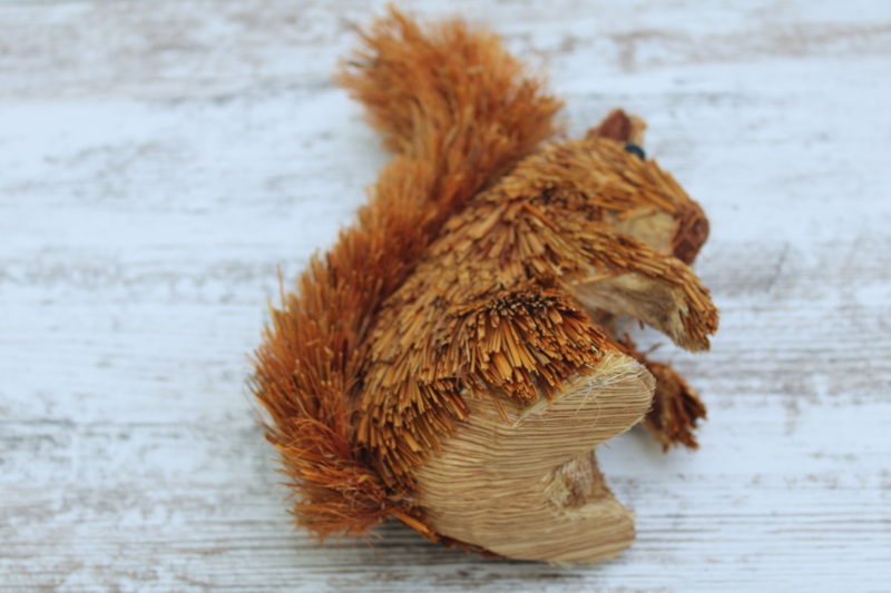 photo of life size squirrel hand crafted bristle brush brushart animal, woodland fall decor #4