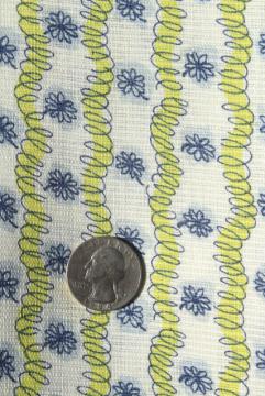 catalog photo of light airy summer weight cotton vintage feed sack fabric, scribble & daisies print