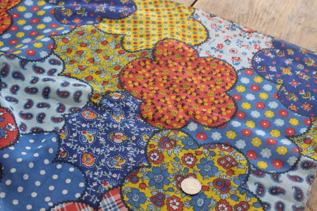 photo of light floaty all cotton fabric summer festival sewing, 70s vintage hippie patchwork print #1