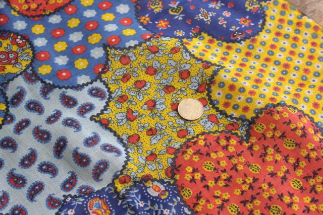 photo of light floaty all cotton fabric summer festival sewing, 70s vintage hippie patchwork print #2